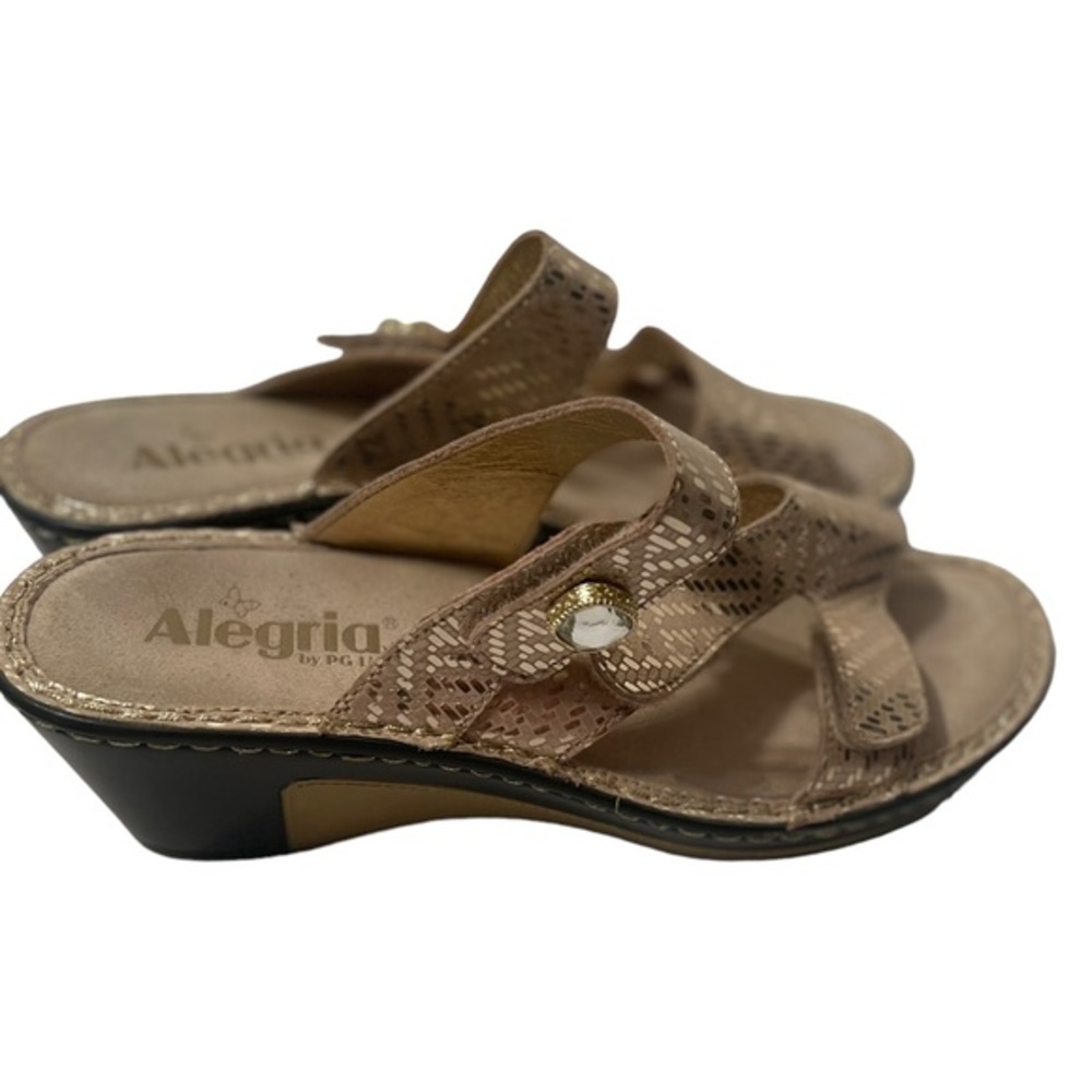 Alegria Wedge Shoes Metallic Gold Size 39
